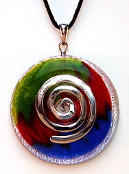 ElfenGlas� CELINE - Glasschmuck - Schmuck-Anh�nger (Donut) aus Glas mit Spirale. Modeschmuck in Fusing-Technik.