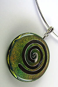 ElfenGlas� CELINE - Glasschmuck - Schmuck-Anh�nger (Donut) aus Glas mit Spirale. Modeschmuck in Fusing-Technik.