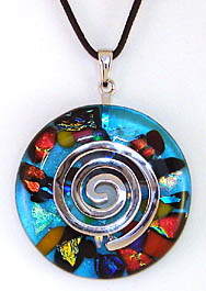 ElfenGlas� CELINE - Glasschmuck - Schmuck-Anh�nger (Donut) aus Glas mit Spirale. Modeschmuck in Fusing-Technik.